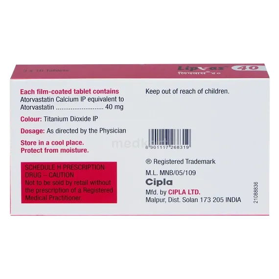 lipvas 40 tablet 10's